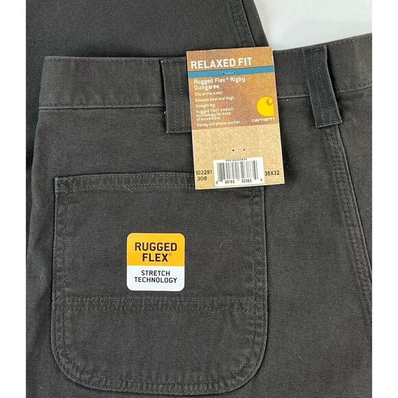 Carhartt Mens 36x31 Brown Relaxed Fit Rugged Flex Relaxed Rigby Dungaree New - Picture 4 of 9